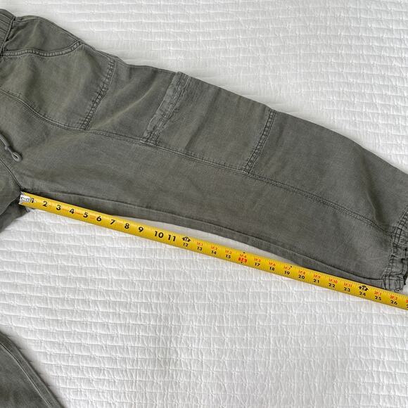 New Nicole Miller Linen Capri Drawstring Cargo Pants in Dark Olive Green Size M - Picture 6 of 6